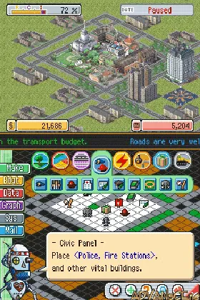 SimCity DS - The Ultimate City Simulator (Japan) (Rev 1) screen shot game playing